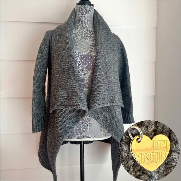 Love Moschino Grey Shawl Cardigan Sweater size US4 - Picture 1 of 12